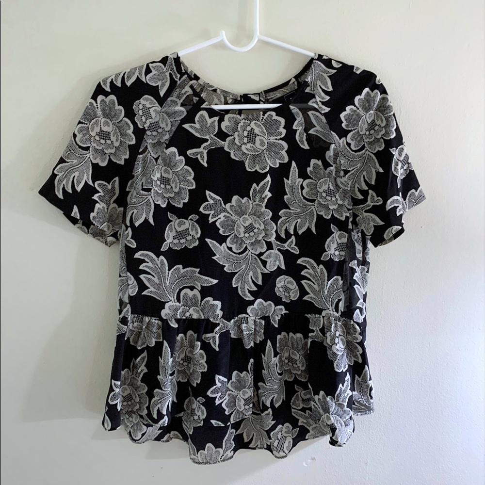 Dolce Vita Floral Silk Peplum blouse Size S